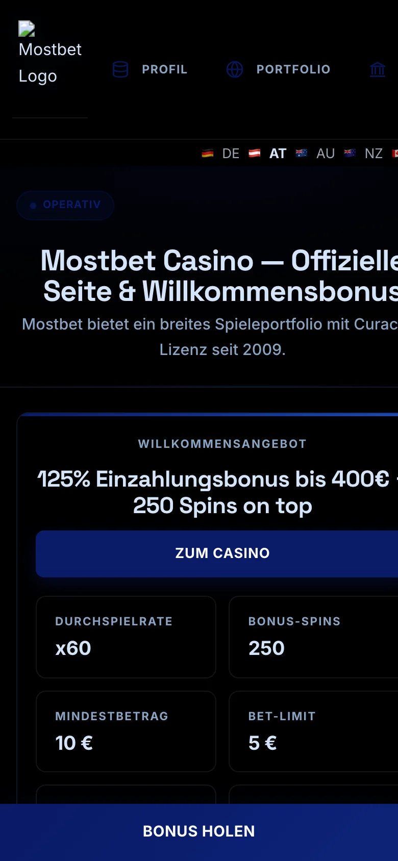 Mostbet mobile lobby screenshot