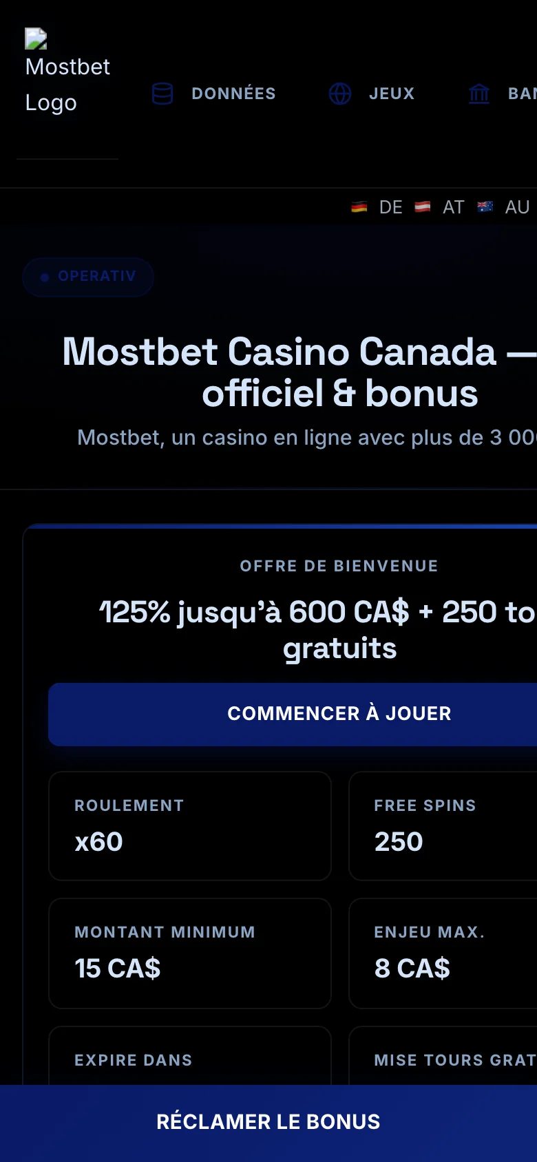 Mostbet mobile lobby screenshot